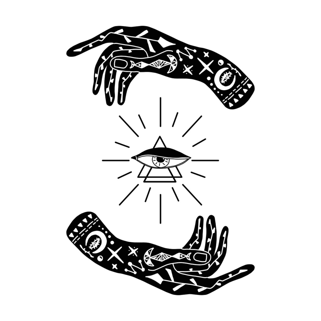 hand, symbol, magic, sign, triangle, eye, palm, icon, occult, reading, psychic, sun, tattoo, design, palmistry, fortune, alchemy, mystic, tarot, nature, abstract, astrology, geometric, white, esoteric, art